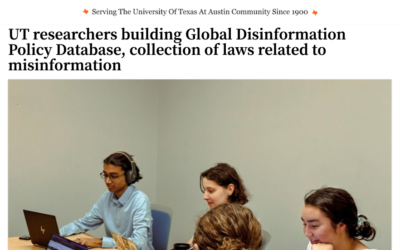 UT’s Daily Texan features work of Team Evergreen’s Global Disinformation Policy Database